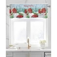 thumbnail image 2 of Christmas Linen Curtain Valance for Bedroom/Bathroom/Kitchen/Office/Living/Dining Room Window,Xmas Tree Truck Farm Barn Winter Snowflake Rod Pocket Topper Decorative Cafe Drapes Panel 42"x18", 2 of 6