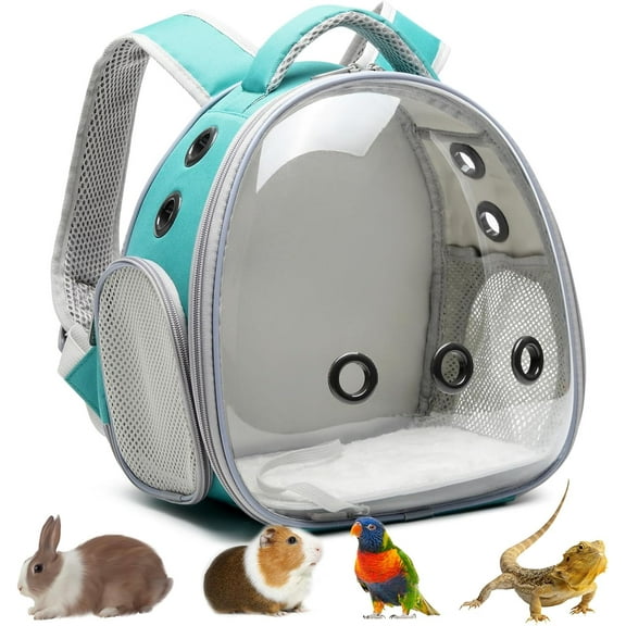 Portable Travel pet Backpack Carrier Hamster Bag Guinea Pig Bird Small Dog cat Turtle Carrier Rabbit Cage Squirrel Bearded Dragon Breathable Hangbag (Green)