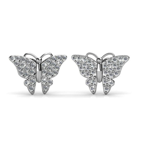 Cate & Chloe Everlee 18k White Gold Plated Stud Earrings with Pave Swarovski Crystals for Women