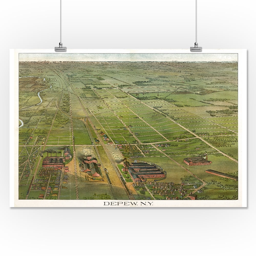 Depew, New York Panoramic Map (16x24 Giclee Gallery Print, Wall Decor