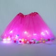 thumbnail image 4 of Ticikt Girls Glowing LED Tulle Tutu Skirt, Colorful Pom Pom Decor Ballet Skirt for Girls Holiday Stage Show,Hot Pink, 4 of 5