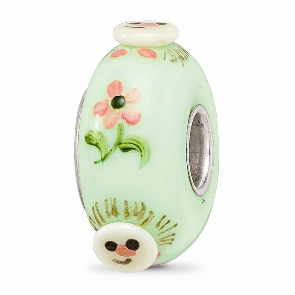 Ster.Silver Reflections Hand Painted Hattie Hedgehog Fenton Glass Bead; for Adults and Teens; for Women and Men