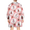 thumbnail image 2 of Wearable Oversized Blanket,Pink Cow Strawberry Oval Pattern Wearable Blanket Hoodie for Adults,Cozy Hooded Blankets with Super Pockets,Super Warm Fuzzy Pullover for Women & Men, 2 of 6