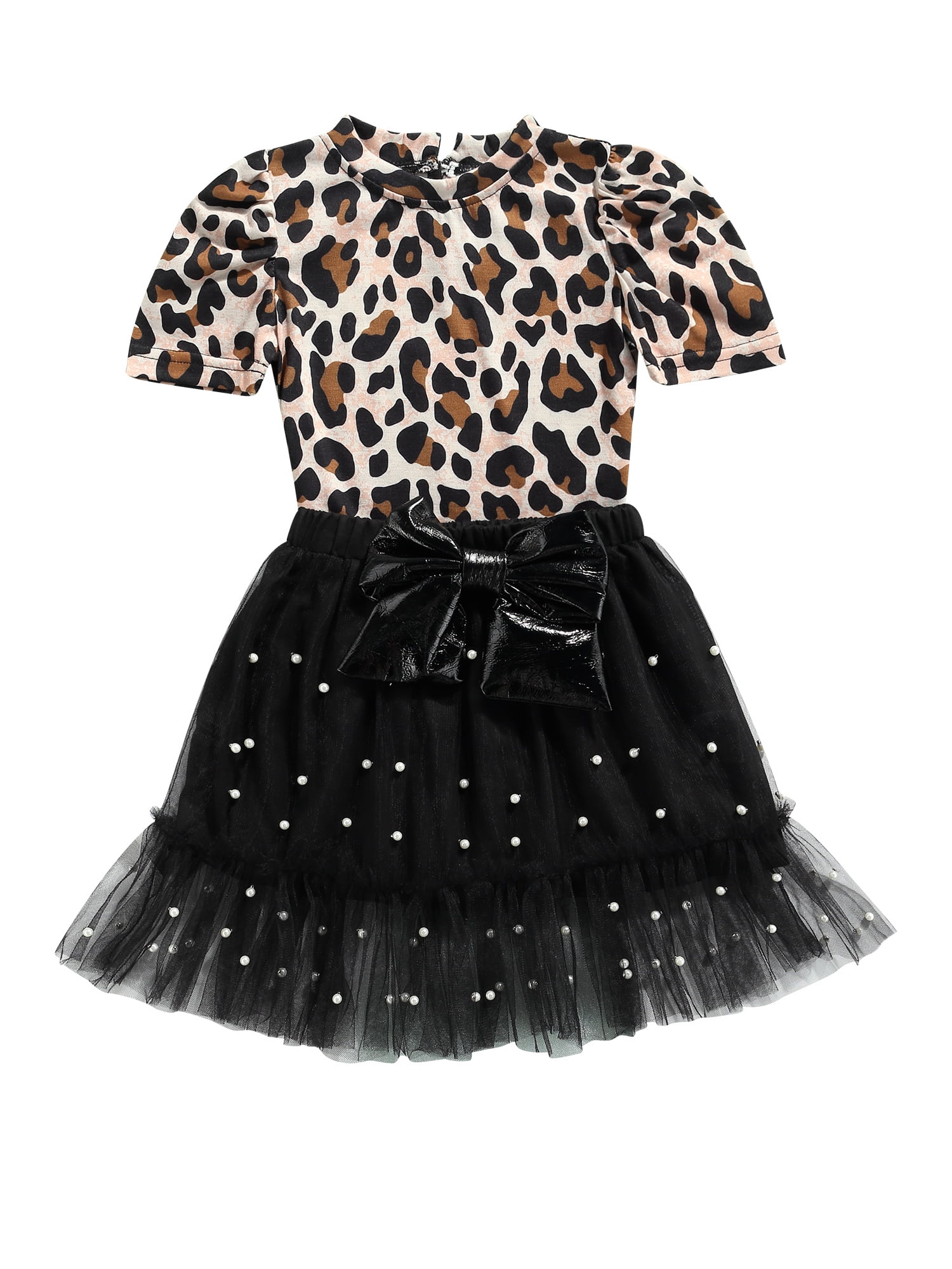 Girls Leopard Mesh Tutu Skirt
