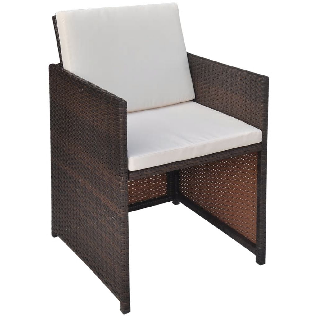 Kepooman 5 Pcs Patio Rattan Dining Table Sets with Glass Table for Outdoor Garden, Brown Kepooman 5 Pcs Patio Rattan Dining Table Sets with Glass Table for Outdoor Garden, Brown