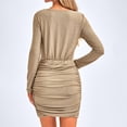 thumbnail image 4 of LEEYNEER Women‘s Fall Bodycon Mini Dress Sparkly Long Sleeve Cowl Neck Ruched Short Club Cocktail Wedding Guest Dresses, 4 of 9