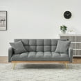 thumbnail image 2 of Convertible Futon Sofa Bed,69 Inch Modern Teddy Loveseat Sofa Couch with Adjustable Backrest for Small Space,Living Room,Gray, 2 of 8