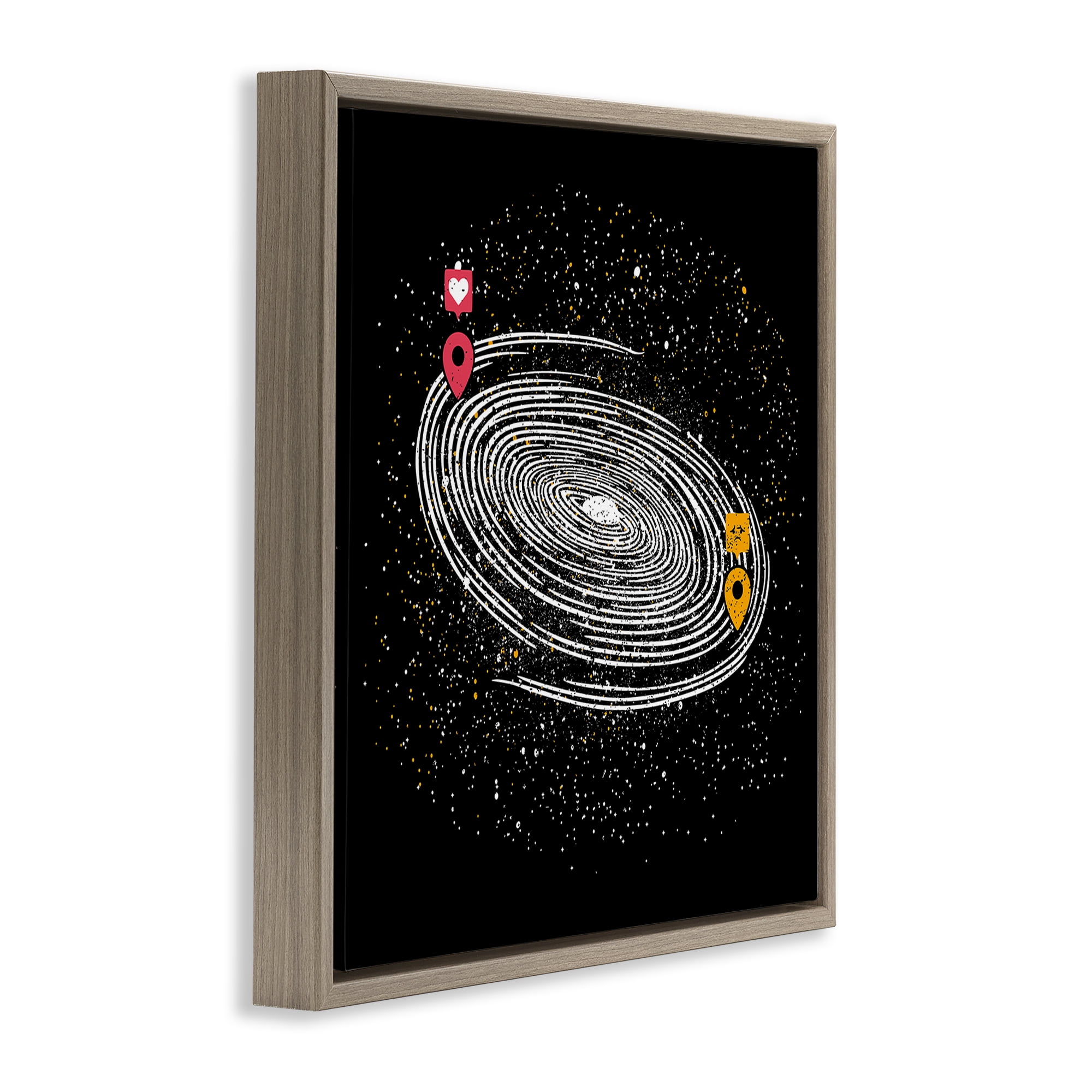Stupell Industries Love Long Distance Brown Framed Floater Canvas Wall Art, design by Tobe Fonseca
