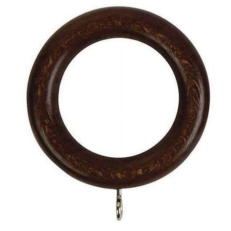 2 1/4 Inch Wood Curtain Rings in Dark Brown Finish, Set of 12