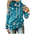 thumbnail image 1 of Sweat à Capuche d'Hiver pour Femmes Mode Pull de Noël Hoilidy Imprimé Xmas Pull Mi-Long Blouse Ample Col Rond Cardigan Chaud, 1 of 6