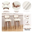 thumbnail image 6 of ClinQ 26 inch Swivel Counter Height Bar Stools Set of 2, Faux Leather Seat with Back, Walnut Bentwood Legs and Metal Footrest, White-Sliver Footrest, 6 of 11