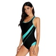 thumbnail image 5 of Women's One Piece Athletic Racerback Bathing Suit Color Block Swimsuit, 5 of 6
