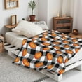 thumbnail image 3 of Fall Fleece Throw Blankets, Black and White Buffalo Check Plaid with Orange Pumpkins Throw Blanket for Couch Sofa Bed, Soft Lightweight Fuzzy Cozy Flannel Blanket Autumn Decor 40" x 50", 3 of 3