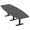 Asian Night w/Matte Black Base with Electric, variant on 12 Person Boat Shaped Modular Powered Conference Table Metal T-Bases