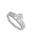 thumbnail image 4 of Clear CZ Heart Tiara Crown Promise Ring .925 Sterling Silver Band White Jewelry Female Size 5, 4 of 4