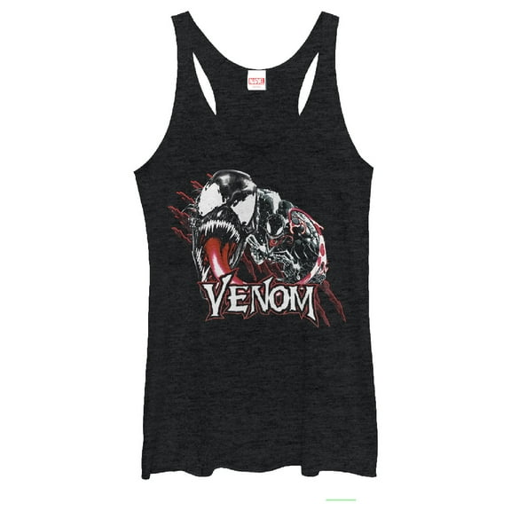 Women's Marvel Double Venom Racerback Tank Top Black Heather Large