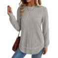 thumbnail image 2 of Tunic Tops for Women Loose Fit Dressy Long Sleeve Shirts Womens Sweaters Crew Neck Fall Clothing Gray L, 2 of 6