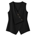 thumbnail image 5 of Womens Tops Gsakboxl Women Casual V‑Neck Button‑Decorated Sleeveless Linen Tank Top Blouse Black L, 5 of 7