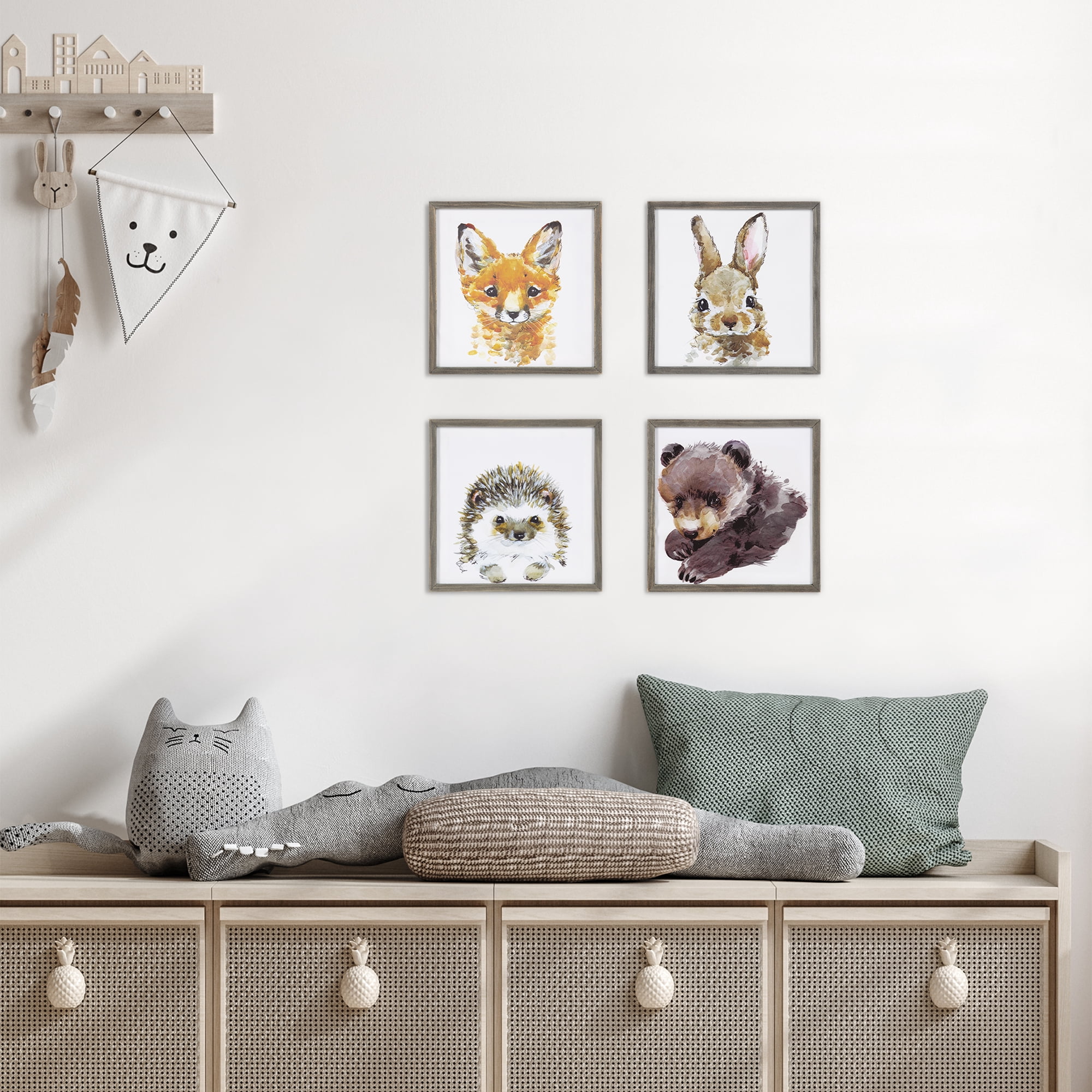 Adorable Hedgehog In A Wildflower Meadow Watercolour Painting Kids Bedroom Cute Woodland Creature Artwork Framed Wall Art Print A4