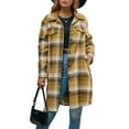 thumbnail image 4 of KOMOO Women Long Plaid Flannel Shirts Cardigan Long Sleeve Button Coat Jacket Loose Oversize Coat, 4 of 6