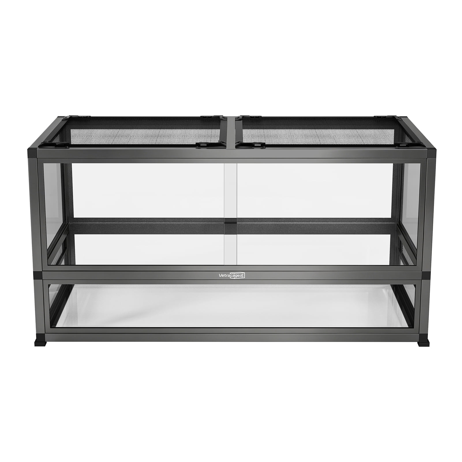 VetraCage Waterproof 36x18x18 Glass Reptile Terrarium, 50 Gallon Bioactive Enclosure with Sliding Doors, Screen Top & Aluminum Frame