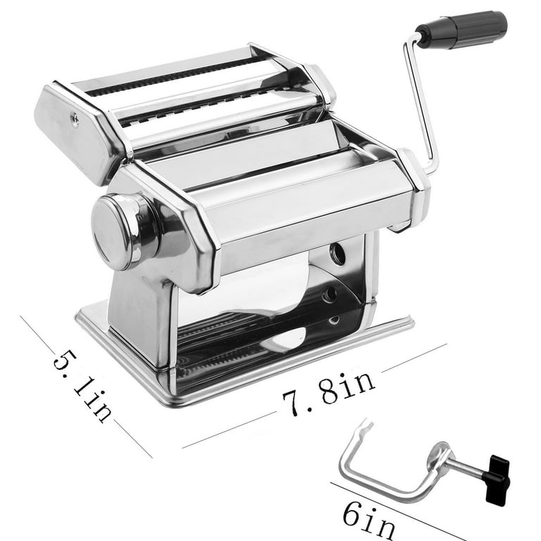 Pasta Maker - Washable Stainless Steel Noodle Maker with 7 Adjustable  Thickness Settings - Manual Hand Crank Pasta Machine - Perfect for Homemade  Spaghetti and Fettuccini, Linguine, Trenette