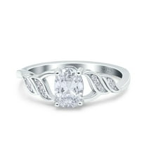 Art Deco Oval Engagement Ring CZ 925 Sterling Silver Size 9