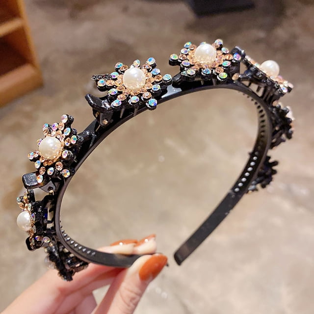 Accesorios para el cabello de la horquilla rota de la banda del pelo de la banda del pelo del Rhinestone de la perla Wmkox8yii fajkfhkj4939