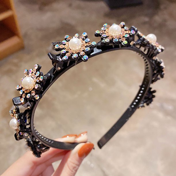 Accesorios para el cabello de la horquilla rota de la banda del pelo de la banda del pelo del Rhinestone de la perla Wmkox8yii fajkfhkj4939