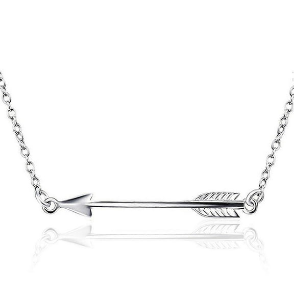 Silver Sideways Pendant Necklace Arrow Design Necklace For Women Men