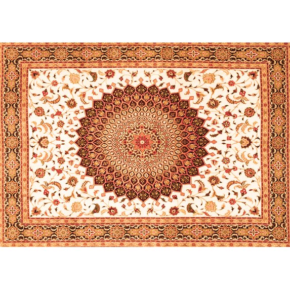 Ahgly Company Indoor Rectangle Medallion Orange Traditional Area Rugs, 5' x 8'