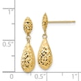 thumbnail image 3 of 14k Yellow Gold Diamond Cut Teardrop Dangle Earrings Drop, 3 of 7