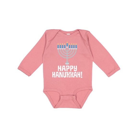 Inktastic Happy Hanukkah Menorah Boys or Girls Long Sleeve Baby Bodysuit