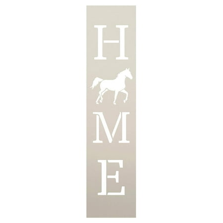 Home with Trotting Horse - Vertical Stencil by StudioR12 | Reusable Mylar Template | Use to Paint Wood Signs - Pallets - Banners - DIY Animal Lover Home Decor - Select Size (5