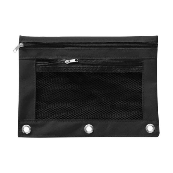 Three Ring Pencil Pouch (Double Pocket Organizer, Clear Window), 3-Ring Binder Case Integrates With Planners, Pencil Pouch For 3 Ring Pencil Pouch With Zipper Double Pocket Pencil(#A), By Meiiso