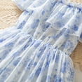 thumbnail image 6 of Tfken Toddler Kids Girls Dress Casual Floral Print A-Line Off The Shoulder Daily Wear Dresses Blue Size 2-3 Years, 6 of 9