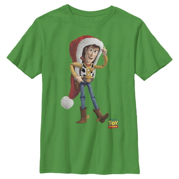 Boy's Toy Story Christmas Woody Santa Claus  T-Shirt - Kelly Green - Medium