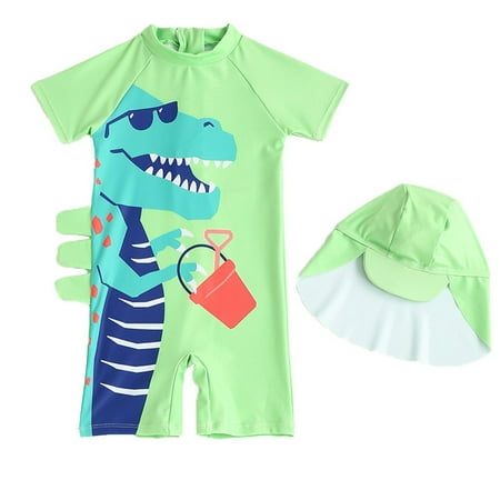 

2DXuixsh 1Pc Baby Girls Swimsuit Spring Summer Short Sleeve Swimwear Hat Boy Quick Drying Green Girls Swimwear Green Size 90