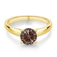 thumbnail image 2 of Gem Stone King 10K Yellow Gold Solitaire Ring Set with 7mm Round Fancy Brown Zirconia (Size 6), 2 of 4