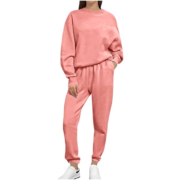 UAMVSH Sweatsuits Women 2 Piece Outfit Lounge Set Casual Crewneck Sweatshirt Jogger Pants Matching Set with Pockets
