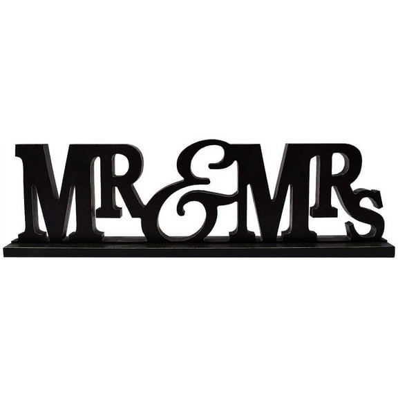Rustic Wood MR & MRS Sign for Home Decor, Decorative Wooden Cutout Word Decor Freestanding MR & MRS Tabletop Decor, 16.2" X 4.85" Black MR & MRS Block Letters Sign MR & MRS Mantel Decor