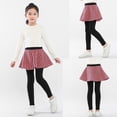 thumbnail image 4 of 3-11T Toddler Little Girls Footless Leggings with Plaid Ruffle Tutu Skirt Big Girls Pantskirt Pants Tights, 4 of 9