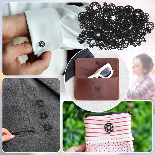 Bewildely Botones de plástico invisibles de amplia aplicación de 120 piezas para ropa DIY, broches de presión duraderos Tela de costura y artesanía blanco