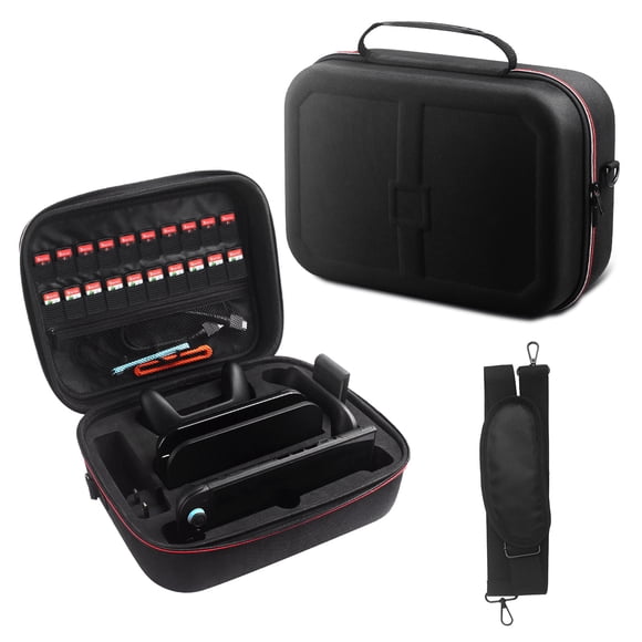 Funda de transporte para la consola Nintendo Switch 2 con compartimento para accesorios; bandolera para modo portátil