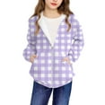 thumbnail image 5 of SERTG Boys and Girls Checkered Hooded Jacket Zip Front Long Sleeve Sporty Casual Outerwear Top for Children 4-12 Years(Purple,5 Years), 5 of 8
