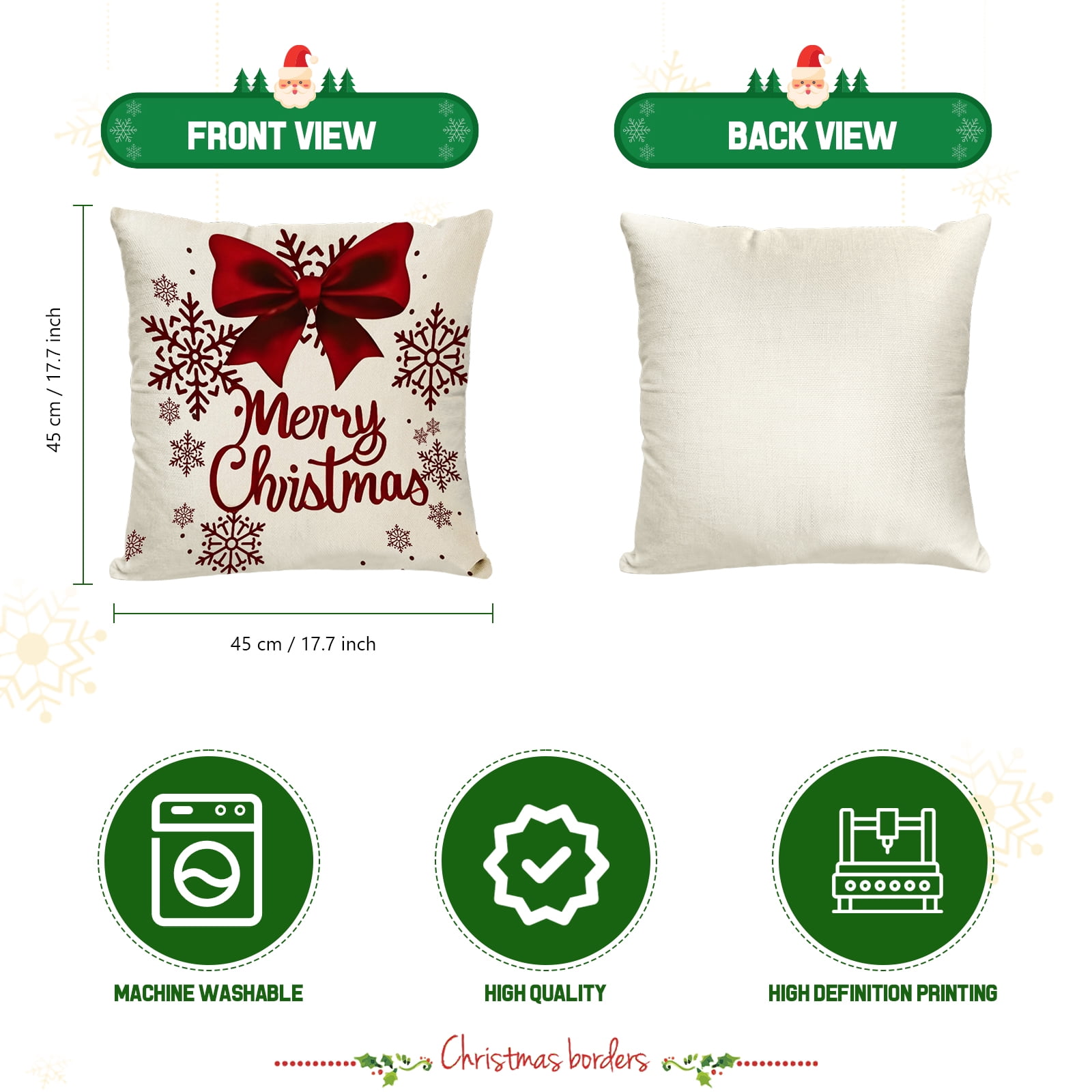 Qoosea Christmas Pillow Covers 18x18 Inch Set of 4 Farmhouse Christmas Pillow Covers Christmas Pillow Cases for Sofa Couch Christmas Decorations Throw Pillow Covers