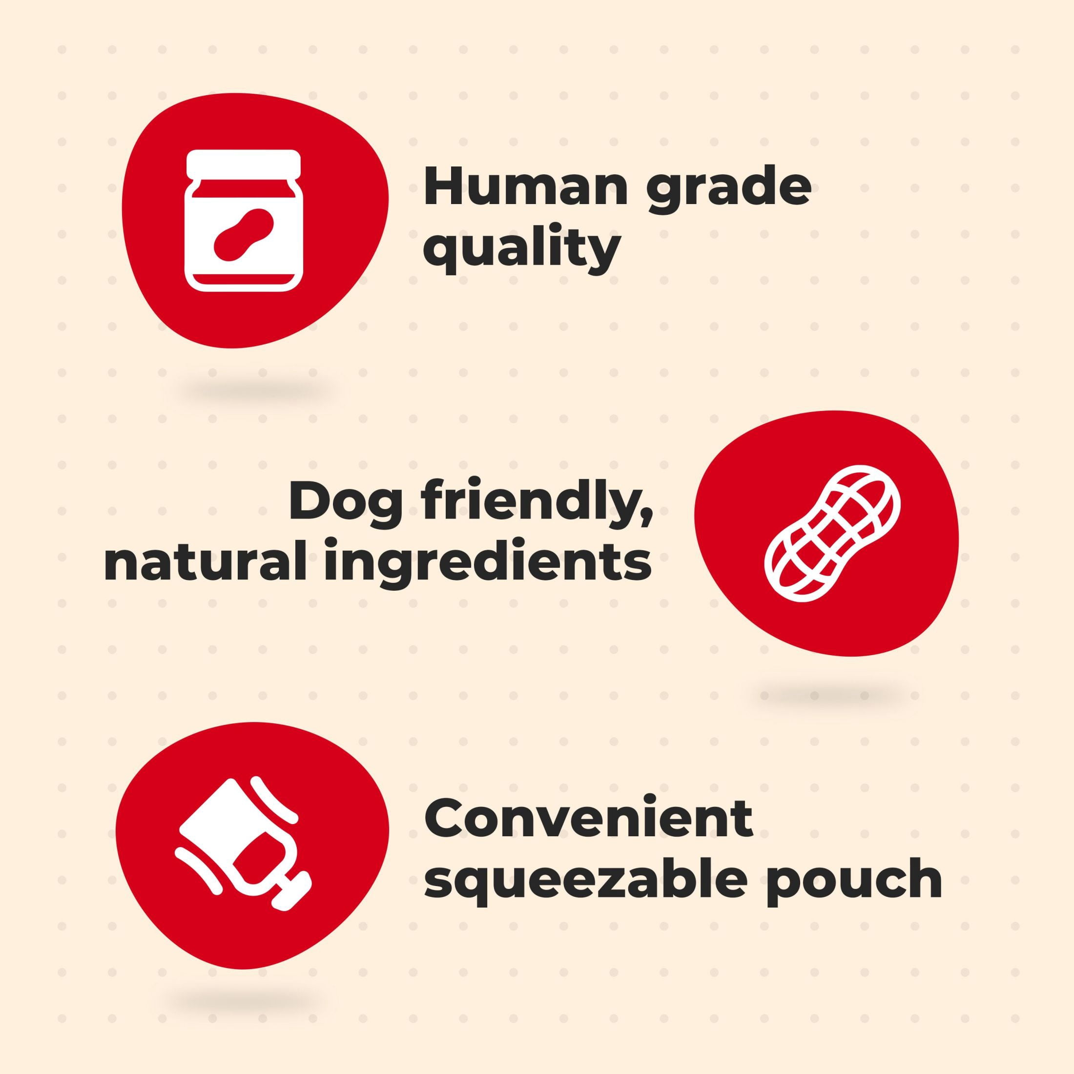 (2 pack) Milk Bone Natural Peanut Butter Spread with Jif , Lickable Dog Treats in a Squeezable Pouch, 5 oz