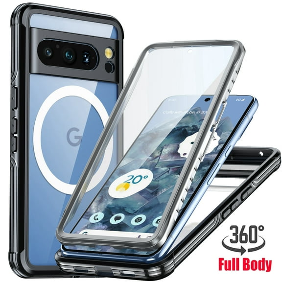 K-Lion for Google Pixel 8 Pro Magnetic Case,Compatible with Mag Safe,Heavy Duty Shockproof Anti-Scratch Rugged 360 Full Body Case Cover with Built-in Screen Protector for Google Pixel 8 Pro,Black