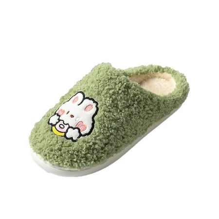 

Women Walking Shoes Women Slippers Autumn And Winter Fashion And Comfortable Indoor And Outdoor Cartoon Cute Flat Warm Non Slip slipper for Women cotton Green