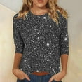 thumbnail image 2 of Jindong T-Shirt Décontracté à Paillettes Manches Trois-Quarts pour Femmes, 2 of 5